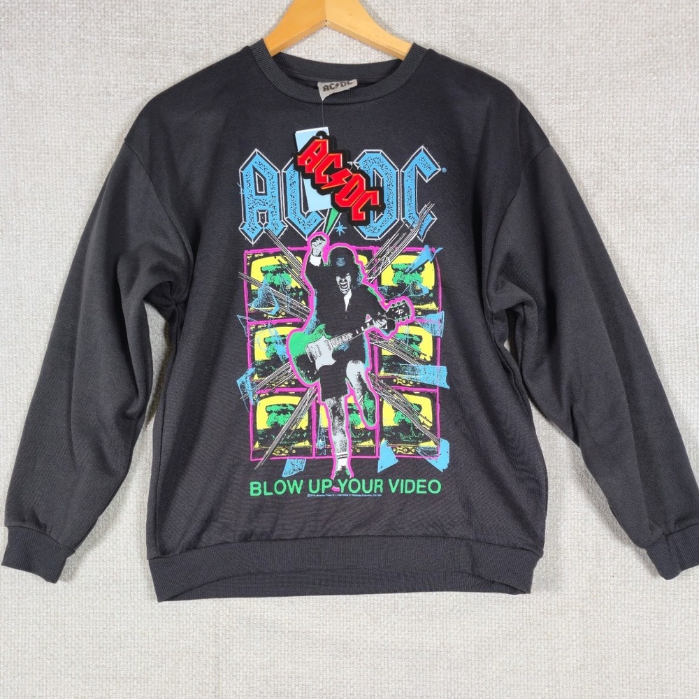 ACDC Blow Up Your Video Graphic Sweatshirt Black Size Small NWT